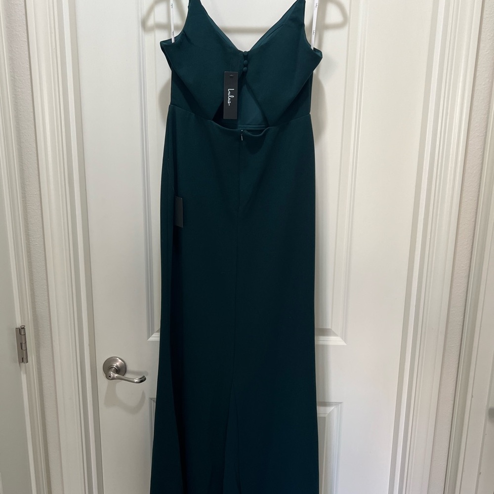 Lulus Moments Of Bliss Forest Green Backless Mermaid Maxi Dress - Size L - Picture 12 of 12